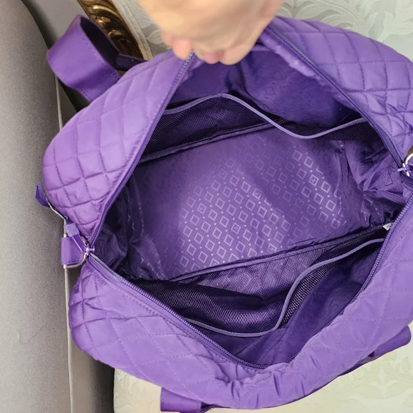 Vera Bradley Elderberry Purple Microfiber Carry On Tote Weekender Travel Bag - Picture 4 of 9